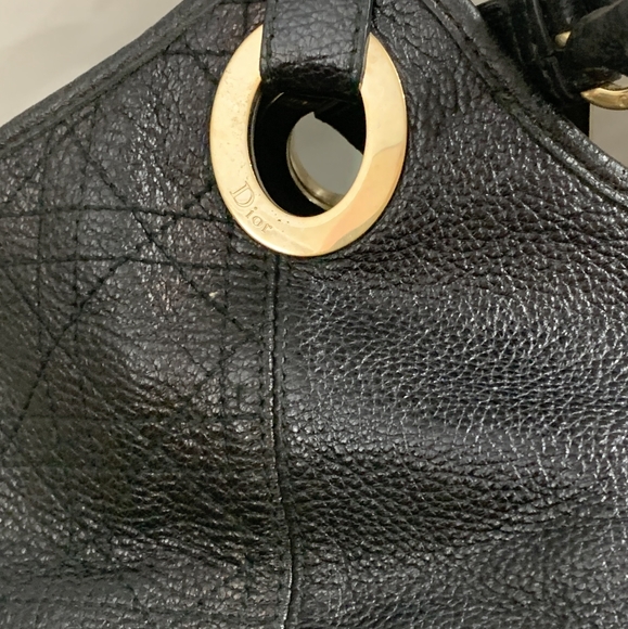 dior black cannage leather bee hobo bag - Picture 6 of 8